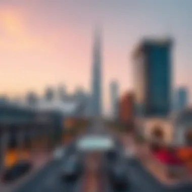 City Walk Dubai Skyline Perspective Stunning skyline view of City Walk Dubai showcasing modern architecture