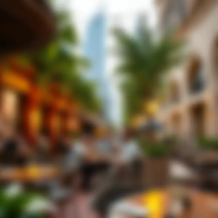 Vibrant outdoor dining scene at City Walk with stylish cafes