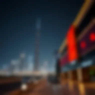 Dubai's Skyline and Modern Cinematic Venues A stunning skyline view of Dubai with modern cinema theaters