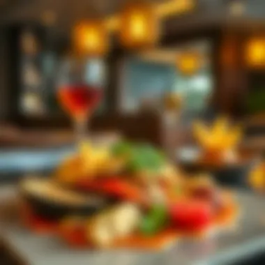 A beautifully plated dish representing a fusion of international cuisines in a trendy restaurant.