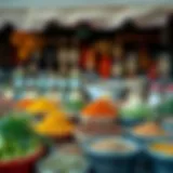 A vibrant market scene showcasing local spices and ingredients in Muhaisnah 4.