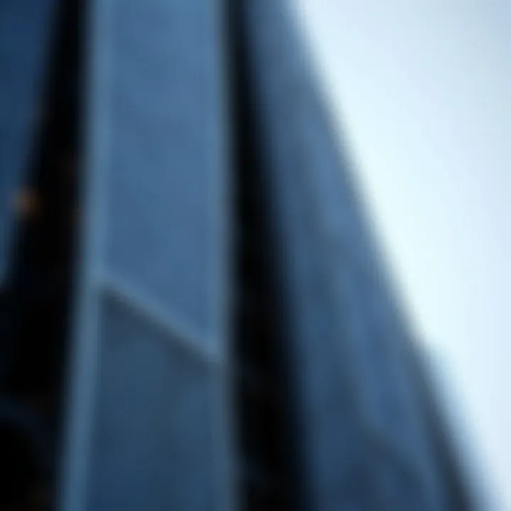Close-up of the intricate facade of Al Khazna Tower highlighting its unique design elements