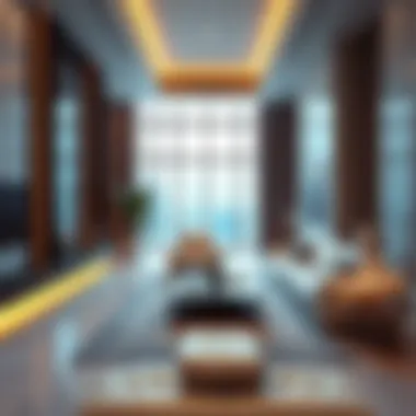 Luxury Living in Al Khazna Tower Interior view of a luxury apartment in Al Khazna Tower, emphasizing modern living spaces