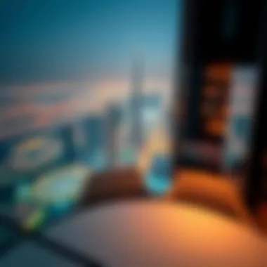 Cityscape from Al Khazna Tower Observation Deck Panoramic view from the observation deck of Al Khazna Tower, showcasing the vibrant Dubai cityscape