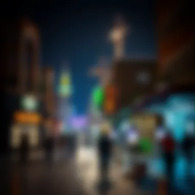 Nightlife in Al Seef Vibrant night scene of Al Seef with illuminated buildings and bustling activity
