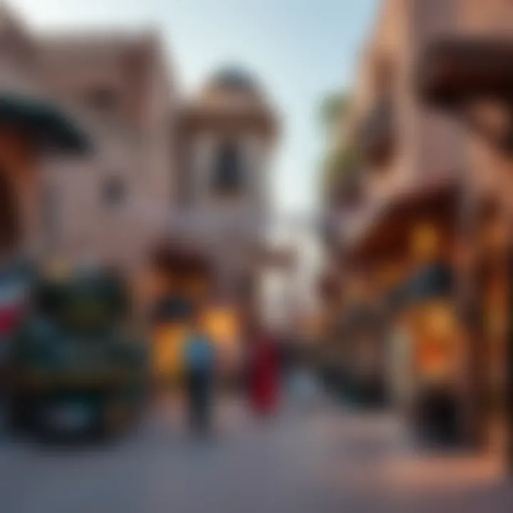 A picturesque street in Al Seef featuring local cultural elements and traditional markets