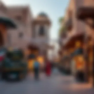 Cultural Essence of Al Seef A picturesque street in Al Seef featuring local cultural elements and traditional markets