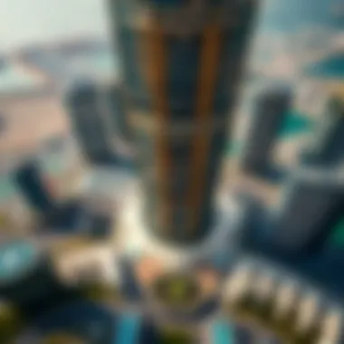 Aerial View of World Trade Center Dubai An aerial view of the World Trade Center Dubai bustling with activity