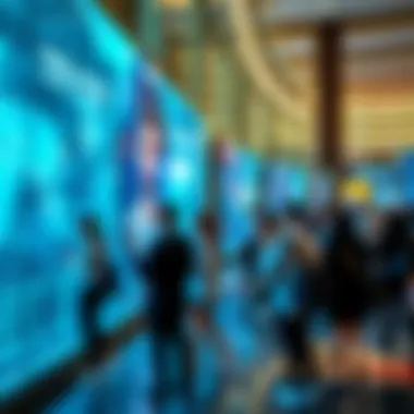 Interactive Displays Engaging Visitors at WTC Dubai Visitors engaging with interactive displays at an exhibition