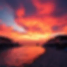 A stunning sunset view over La Mer Beach showcasing the vibrant colors of the sky reflecting on the water.