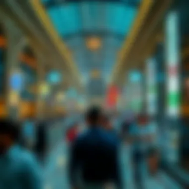 Vibrant Interior Scene of مول الشامخة Interior shot of مول الشامخة bustling with activity