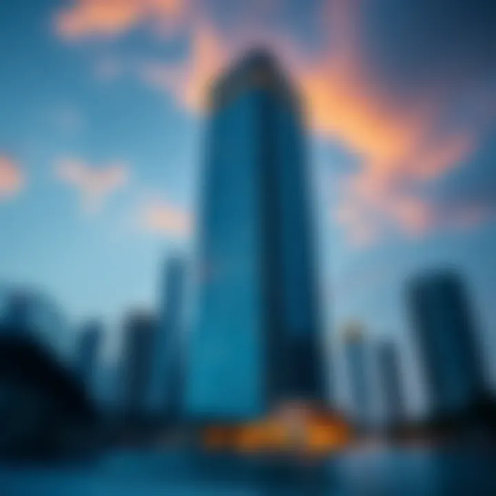 Exterior shot of Ontario Tower with Business Bay skyline in the background