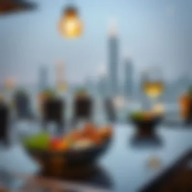 Gourmet Cuisine with a View Delicious gourmet dish served at a Dubai rooftop eatery