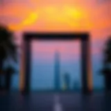 A stunning view of the Dubai Frame at sunset