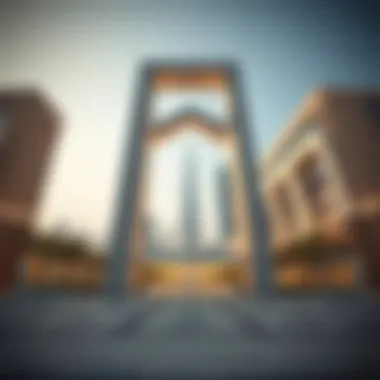 Architectural Marvel of Dubai Frame The entrance of Dubai Frame showcasing its architectural design