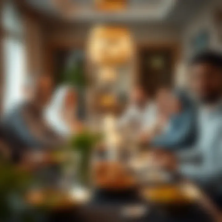 Families and friends gathered around the table enjoying iftar together