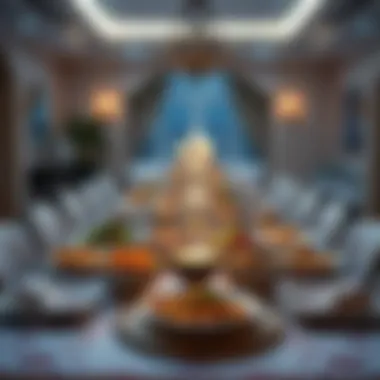 Elegant Iftar Table Setting A beautifully arranged iftar table showcasing a variety of dishes