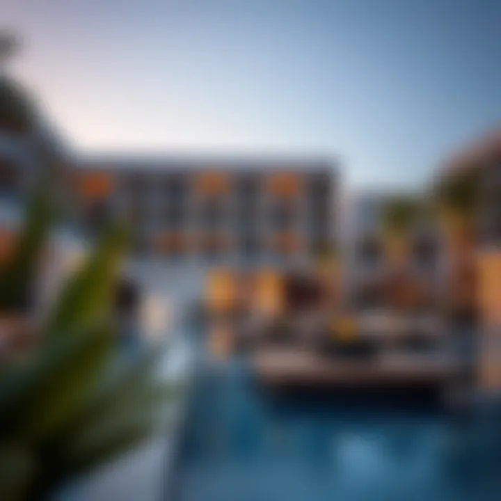 Relaxing poolside area of SLS Dubai Hotel