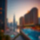 Stunning view of Wyndham Dubai Marina at sunset