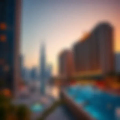Stunning view of Wyndham Dubai Marina at sunset